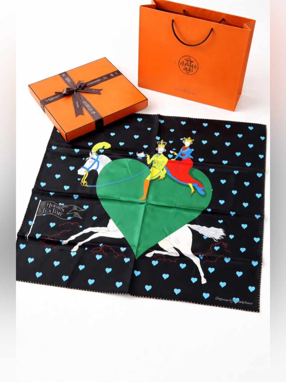 Authentic Hermes Silk Scarf Carre 70 TEA TIME NWT.  Never worn!